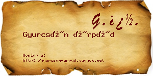 Gyurcsán Árpád névjegykártya
